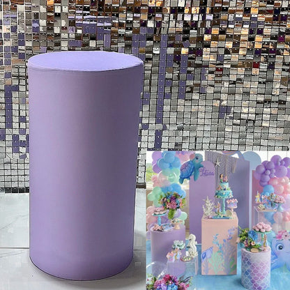 Conjunto de 1 capas cilíndricas para pedestal de cilindro rosa para festa, elastano