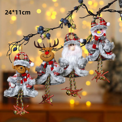 Kits Enfeites Natal Pelúcia Papai Noel e Neve Rena e Urso com Roupinha Verde e Vermelho