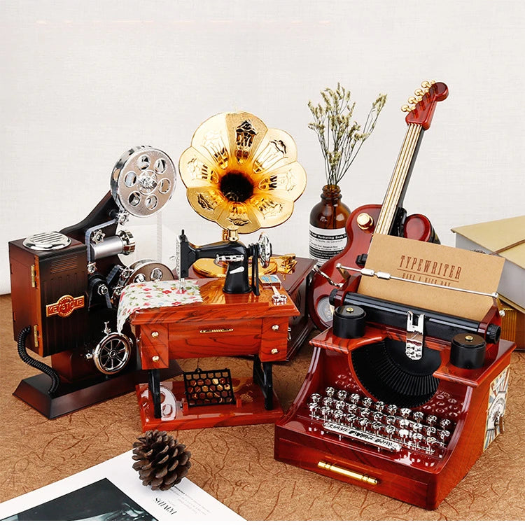 Caixa de música fonógrafo retrô clássico gramofone musical caixa mesa decoração