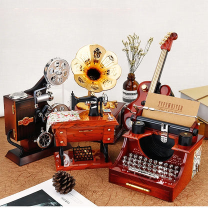 Caixa de música fonógrafo retrô clássico gramofone musical caixa mesa decoração