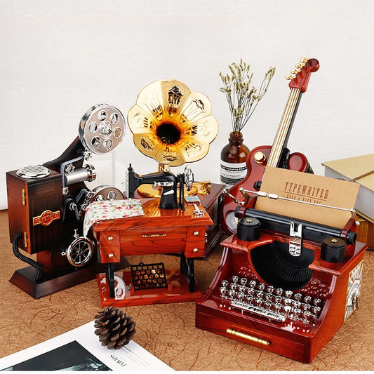 Caixa de música fonógrafo retrô clássico gramofone musical caixa mesa decoração