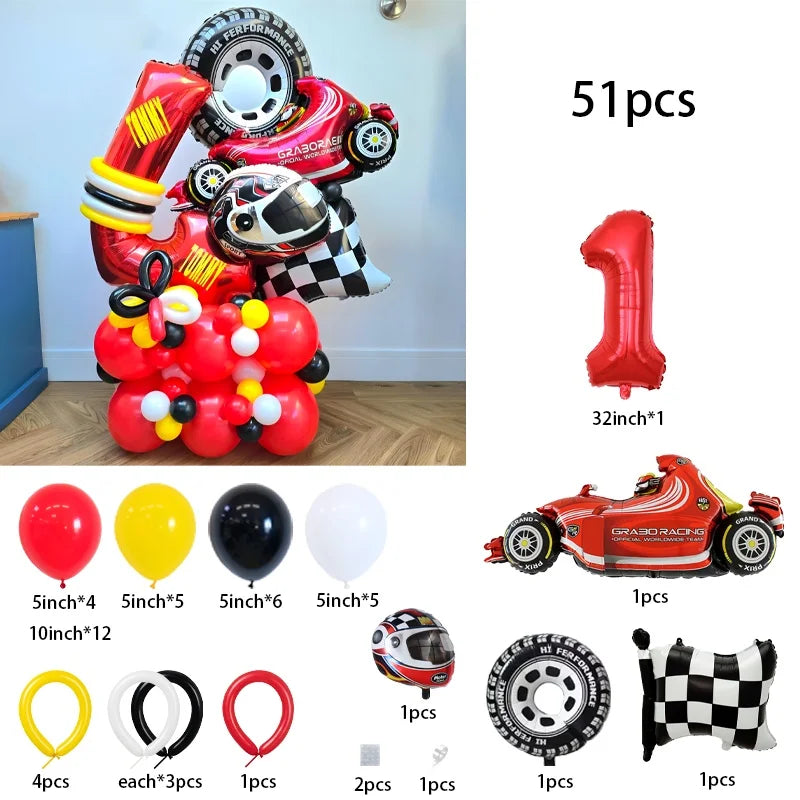 Kit Festa Hot Wheels Conjunto de 51 peças para decoração de festa com tema de corrida