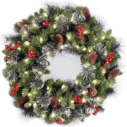 Decoração de Natal, Guirlanda Festão Aramado, 40cm e 60cm, Verde/Vermelho