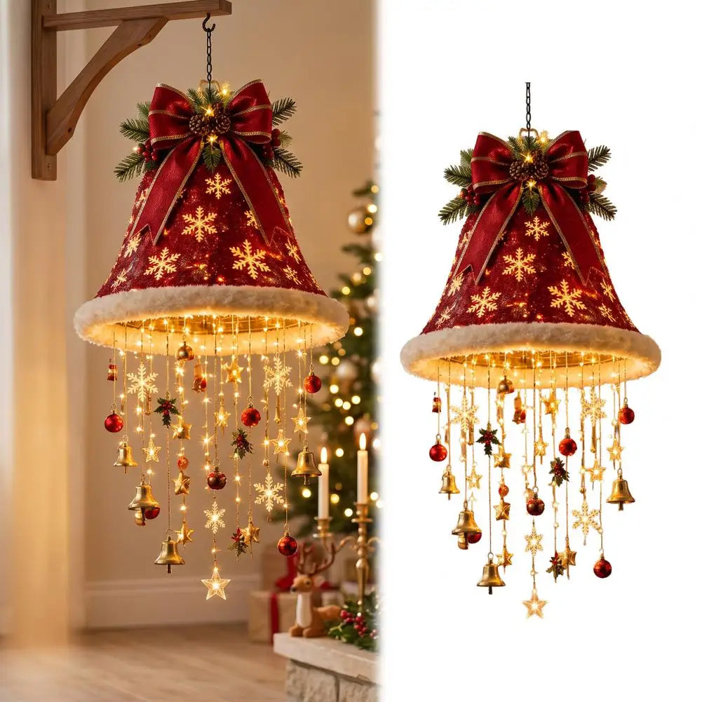 Luminária Pendente / Enfeite de Natal em Formato de Sino ou Chapéu de Papai Noel com LED