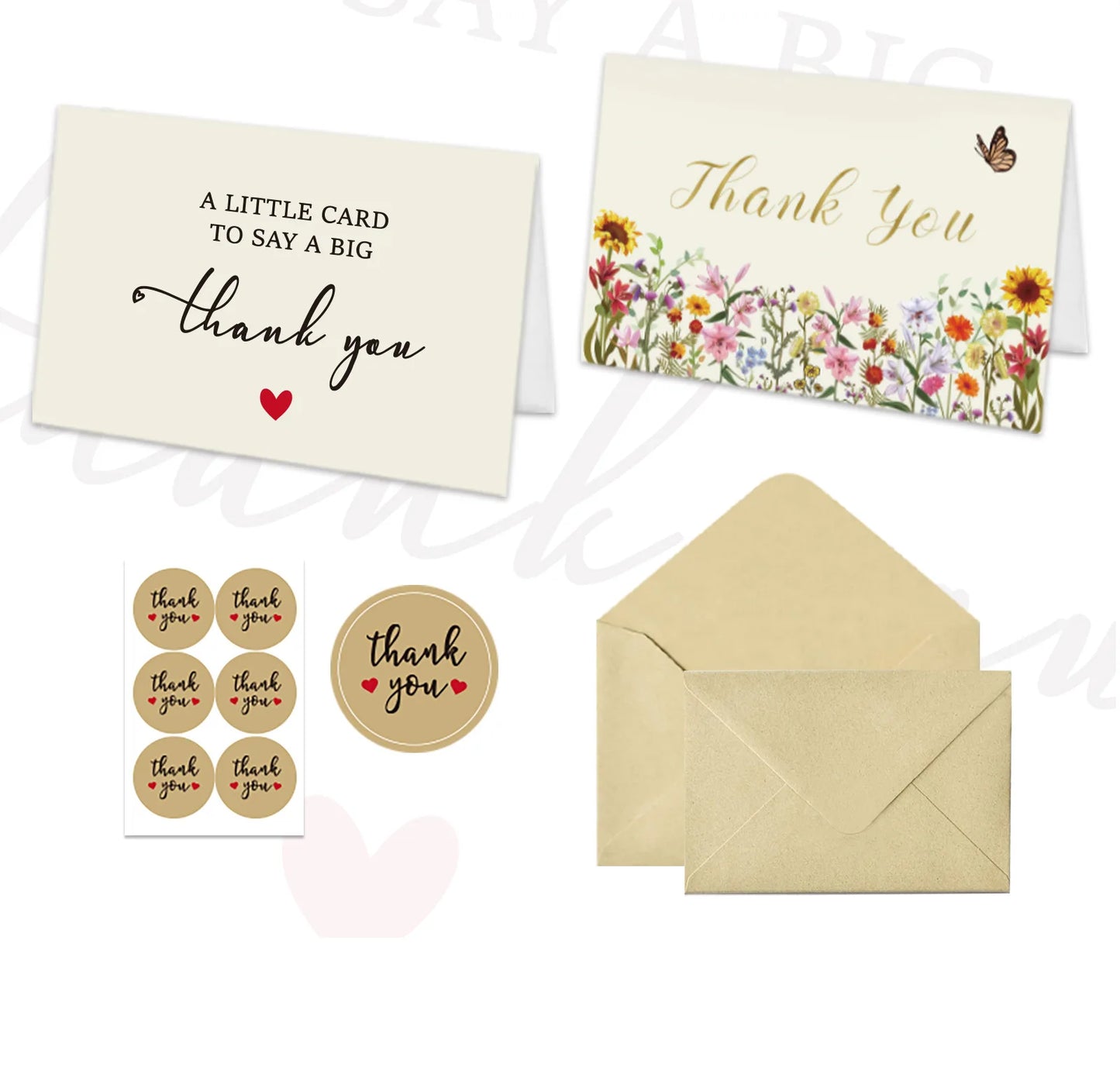 Cartões de agradecimento | Cartões de agradecimento e notas com envelopes |  Presentes