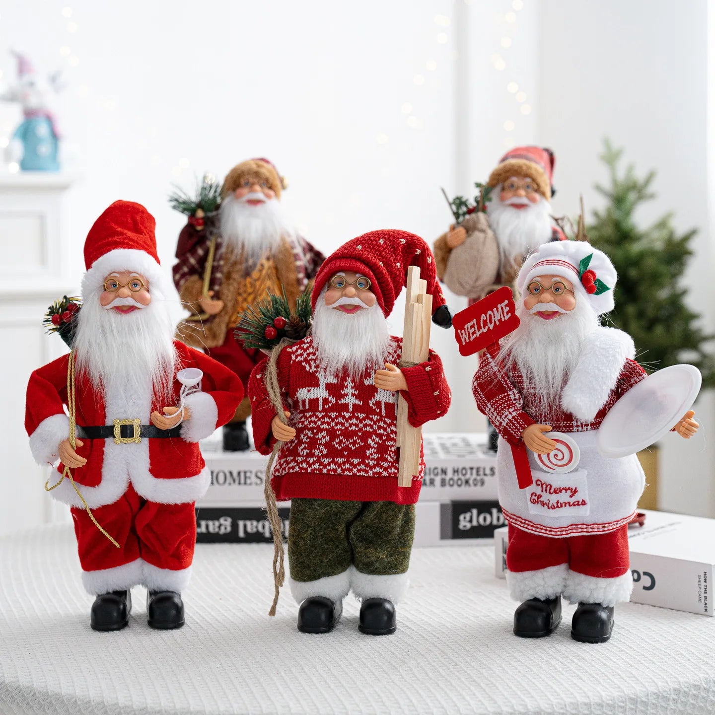 Boneco Papai Noel Lanterna Vermelho decoração de mesa de papai Noel de 30CM*11.81