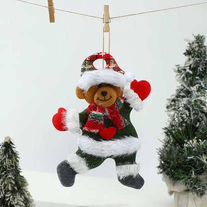 Kit Enfeites de Natal Boneco Sentado de Papai Noel Neve e Rena Decoração Natalina