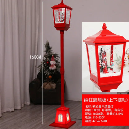 Poste lanterna natal decorativa com luz LED poste decorativo papai Noel Natal Luz e Neve
