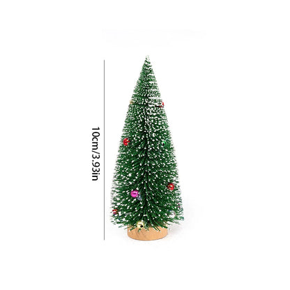 Árvores de Natal em Miniatura de Mesa - Pinheiro Artificial com Base de Madeira, Enfeite