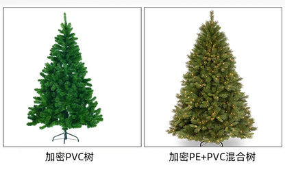 Árvore de Natal artificial PE e PVC, árvore de neve artificial com agulha intensiva suporte