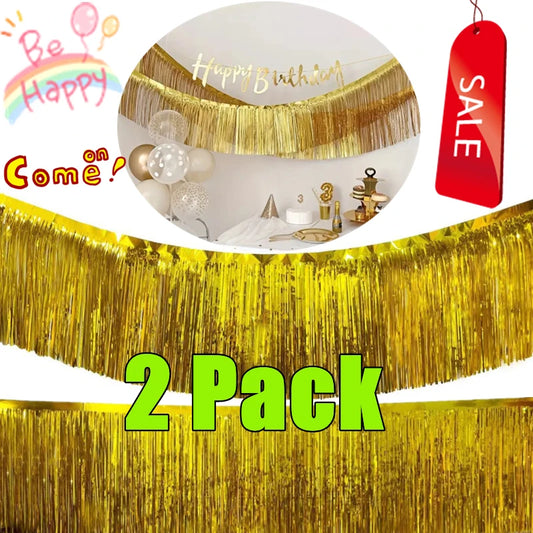 Cortina Laser 1/2 pacotes de franja de folha metálica, boias de desfile para pendurar parede