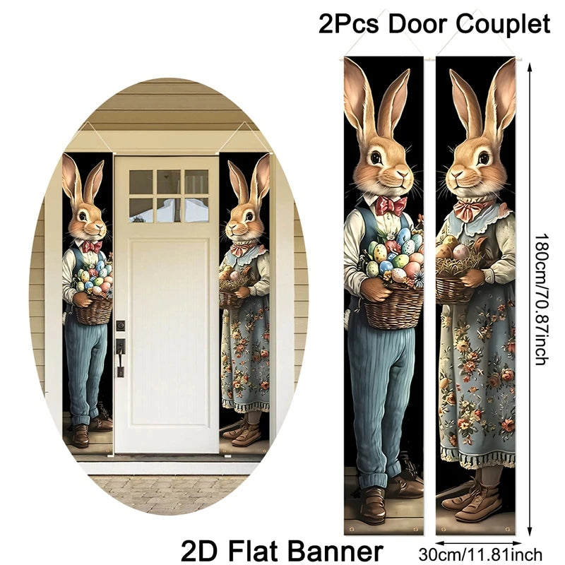 Banner de Páscoa decoração de páscoa faixa de varanda feliz Páscoa sinal de boas-vindas