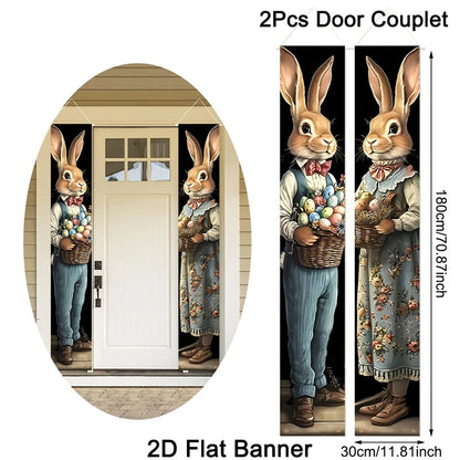 Banner de Páscoa decoração de páscoa faixa de varanda feliz Páscoa sinal de boas-vindas