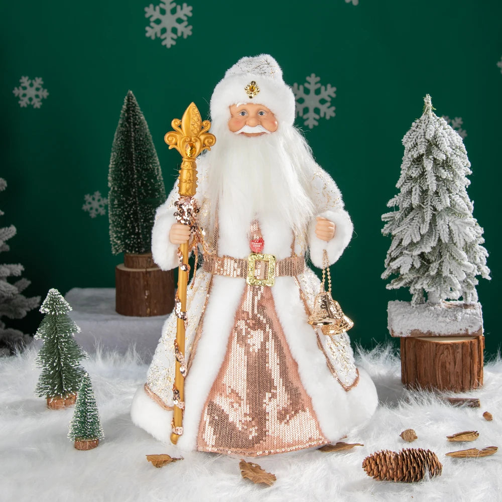 Papai Noel Grande Muñeco Cajado Azul Claro Figura do Papai Noel Ded Moroz Natalino