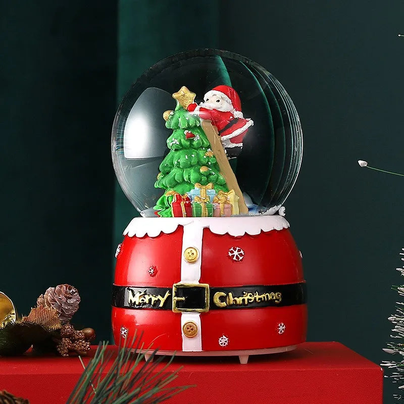Globo de Neve de Natal, Bola de Cristal Iluminada, Enfeites de Bola de Vidro, Decorações