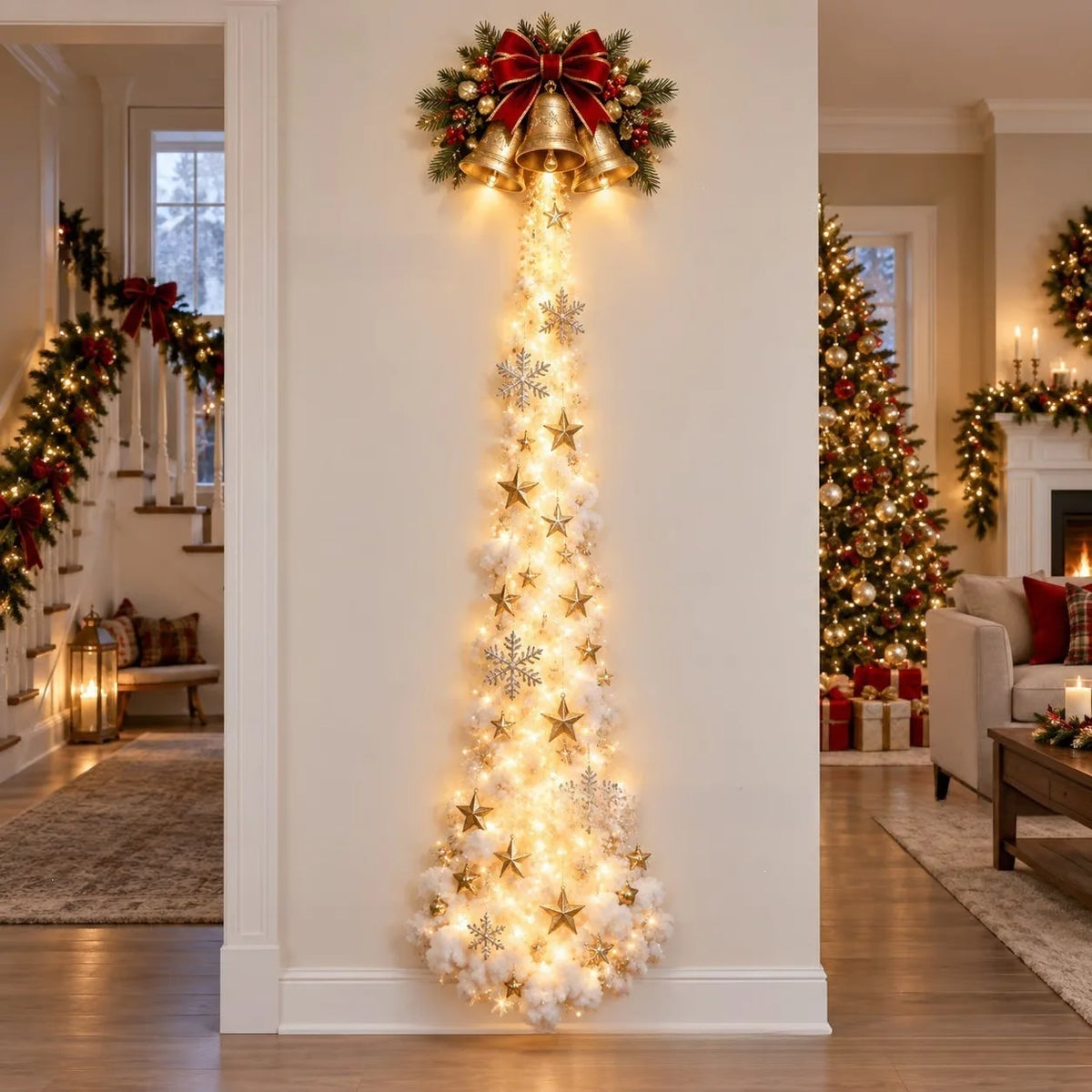 Luminária de Parede Caminho Mágico de Natal, Decoração de Parede com Cena Natalina em LED 3D Brilhante