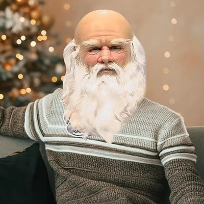 Fantasia Máscara Papai Noel com Barba Cabelo pelúcia - Natal