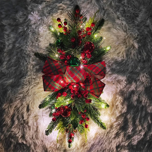 Guirlanda de Lágrima Suspensa de Inverno Falso para Porta de Natal e Porta  Decoração