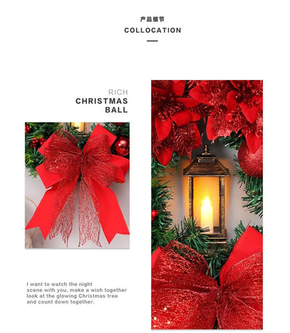 Grinalda de flores para decoração de casa grinalda de Natal vermelha elegante champanhe