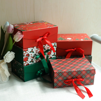 Caixa de Presente Dobrável de Natal em Papel Rígido com Tampa Caixa de Presente de Natal