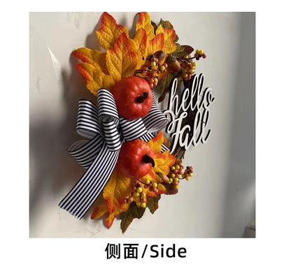 Guirlandas de outono de 50 cm para porta da frente externa, guirlanda de abóbora