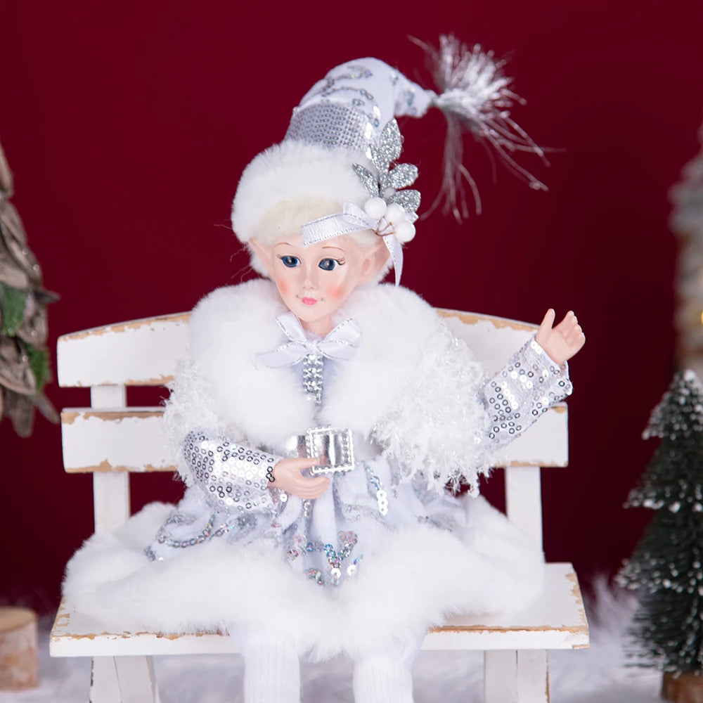 Elfo de Natal, 38cm Macios e Adoráveis Enfeites de Árvore de Natal de Elfos para Árvore de Natal