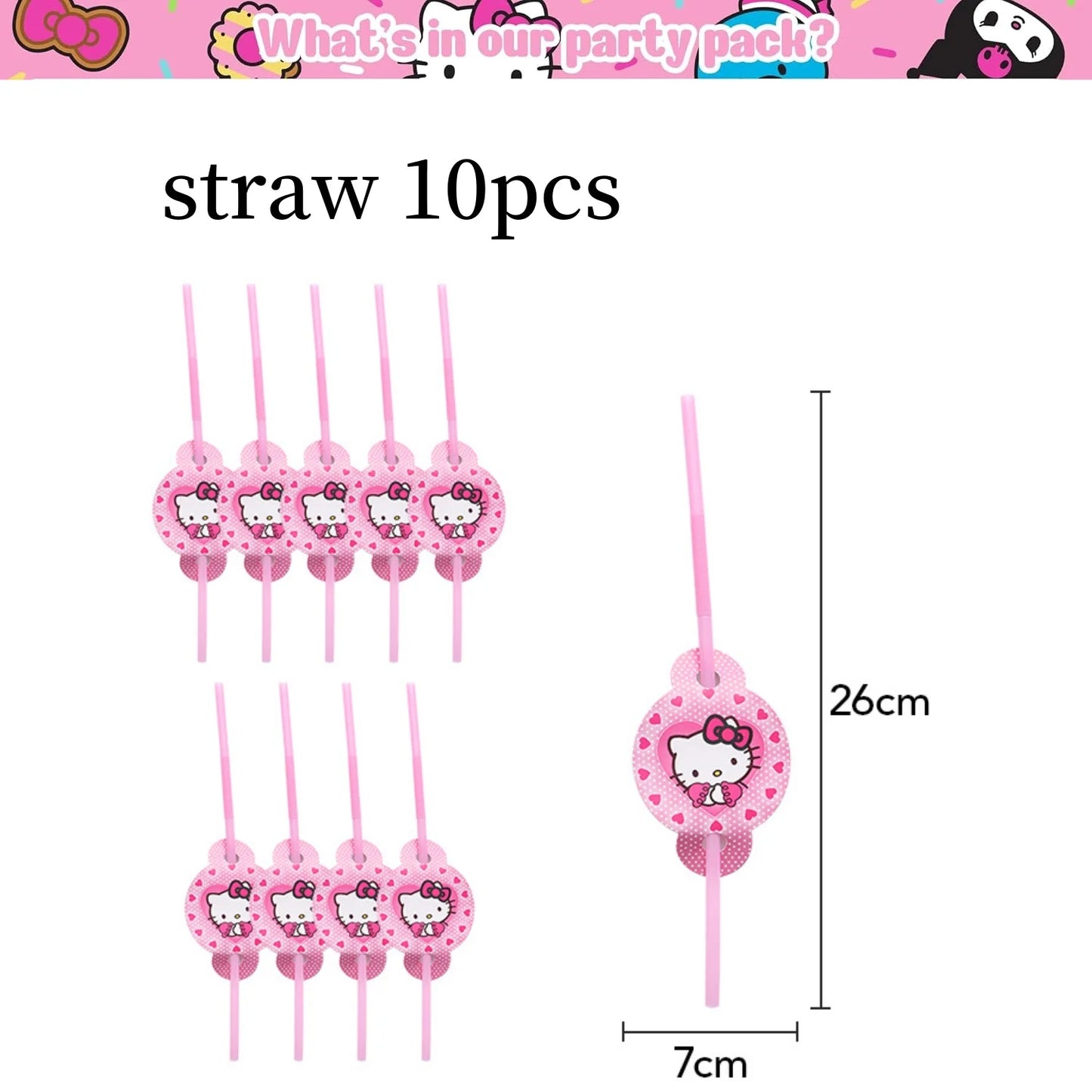 Kit de hello kitty para decoração de festa de aniversário de Kitt - 217 peças, incluindo top