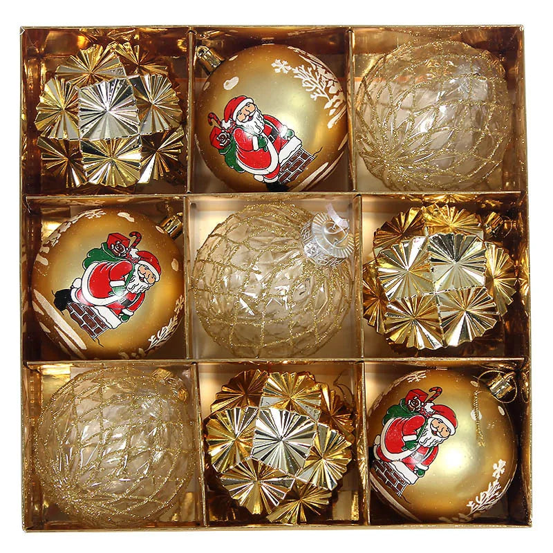 Bola de Natal 9 Peças Enfeites de Natal 3" Enfeites de Bola Natal Inquebrável Transparente