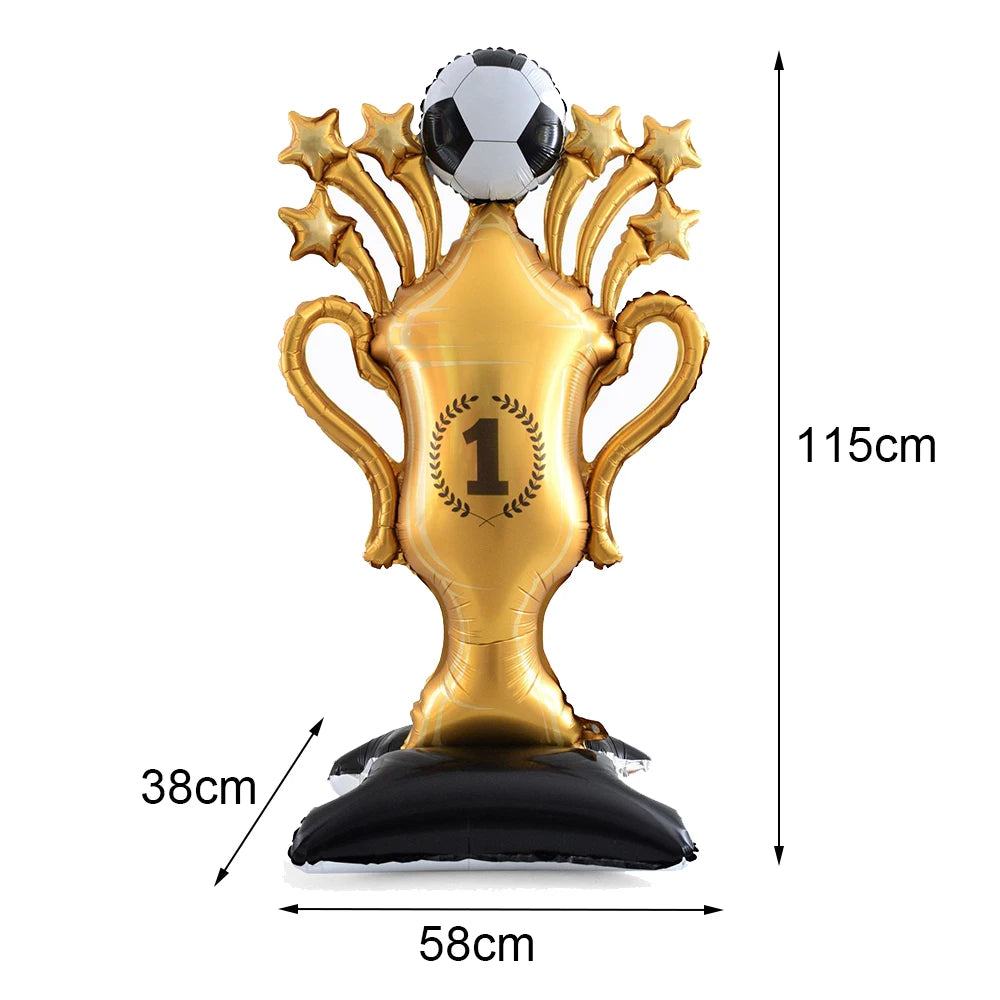 Kit Decoração Copa Do Mundo Troféu Metalizada Prato/Copo/Canudos/Guardanapos Brasil