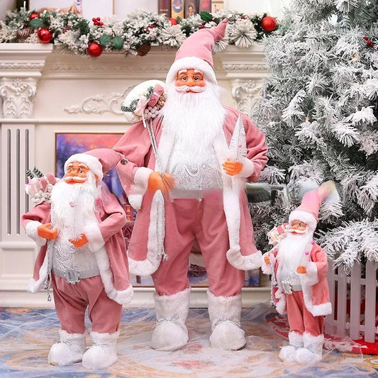 Bonecas de Papai Noel grandes pingentes de Natal rosa decoração de árvore de feliz Natal