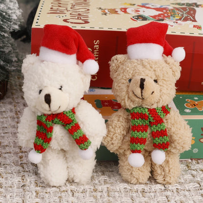Urso De Pelúcia de Natal com Chapéu Vermelho Natal de Pelúcia Pingente de Urso Natalino
