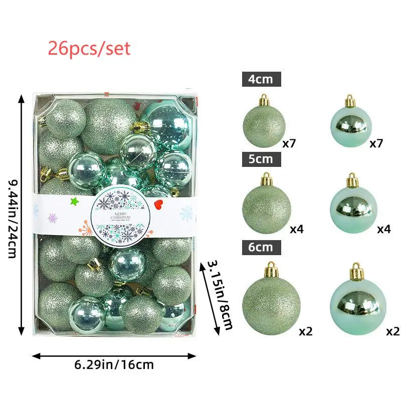 Bola de Natal Verde conjunto de 26 bolas de plástico para árvore de Natal