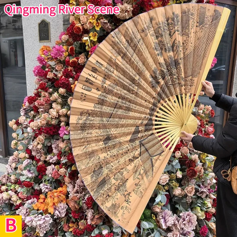 Leques mão dobrável desdobre, 63 Pol.160cm / 35.4 Pol.*90cm, Dobrável Cor Vermelho