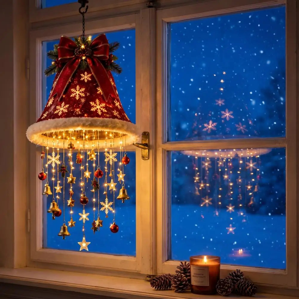 Luminária Pendente / Enfeite de Natal em Formato de Sino ou Chapéu de Papai Noel com LED
