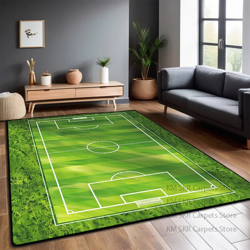 Tapete Campo de Futebol 3d Tapete de campo de futebol verde para quarto, sala de jogos