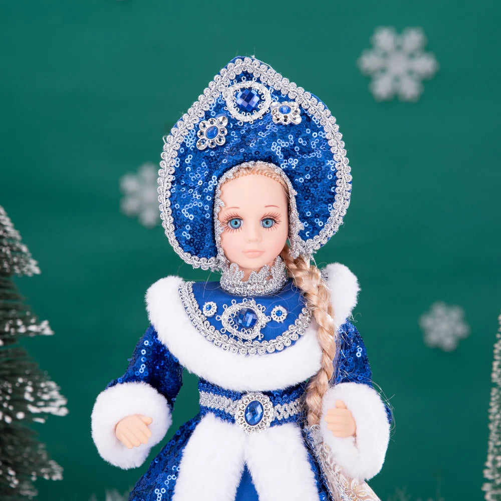 Papai Noel Grande Muñeco Cajado Azul Claro Figura do Papai Noel Ded Moroz Natalino
