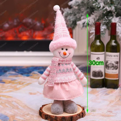 Boneco Papai Noel Figura de Papai Noel Bonita em Pé, Colecionável, Boneca de Papai Noel para Mesa de Escritório, Lantejoulas Prateadas