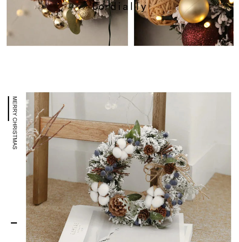 Guirlanda de outono de 50CM, elegante guirlanda de Natal champanhe dourado vermelho