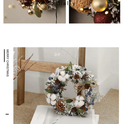 Guirlanda de outono de 50CM, elegante guirlanda de Natal champanhe dourado vermelho