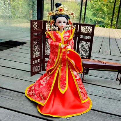 Boneca chinesa para menina, de boneca da Ásia com sapatos de suporte, cocar, boneca