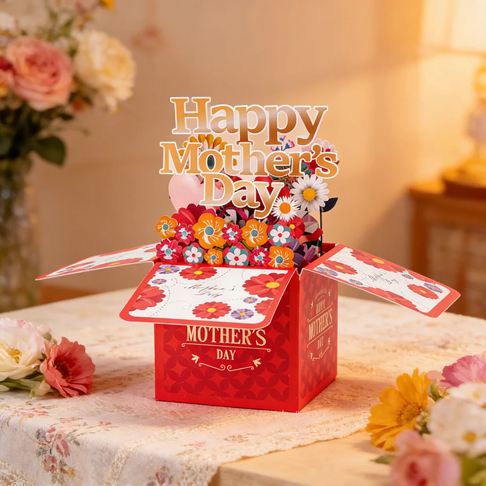 Cartões Melhor Mãe Caixa de Presente 3D Pop Up Cartão de Felicitações - Dia das Mães
