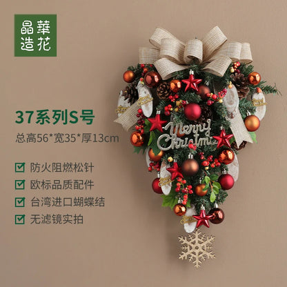 Guirlanda de Natal Nevada com Bolas Vermelhas, Pinhas e Azevinhos - Decoração Natalina