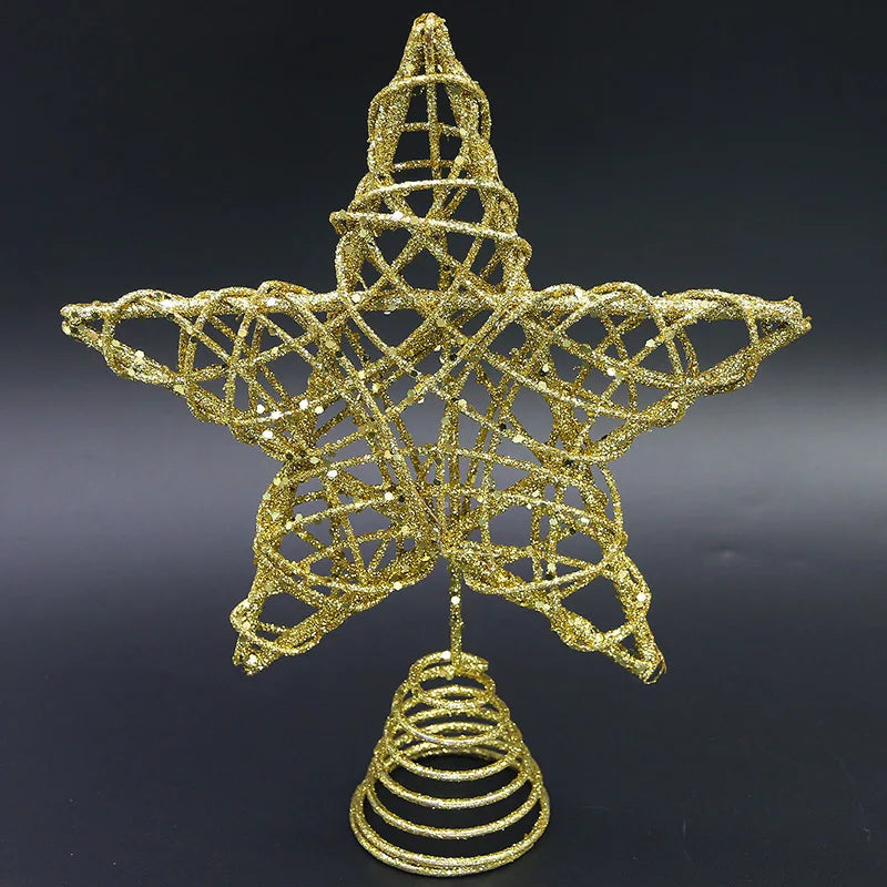 Ponteira Para Árvore De Natal Estrela Rose Com Glitter