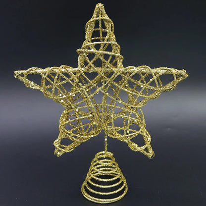 Ponteira Para Árvore De Natal Estrela Rose Com Glitter