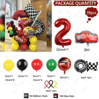 Kit Festa Balão Metalizado Carros Mcqueen Troféu, Kit Com 39 peças Balões Cor Colorido