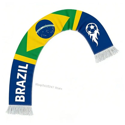 Cachecol Brasil Copa do Mundo, Verde e Amarelo com Franjas, Poliéster, Faixa para Torcida