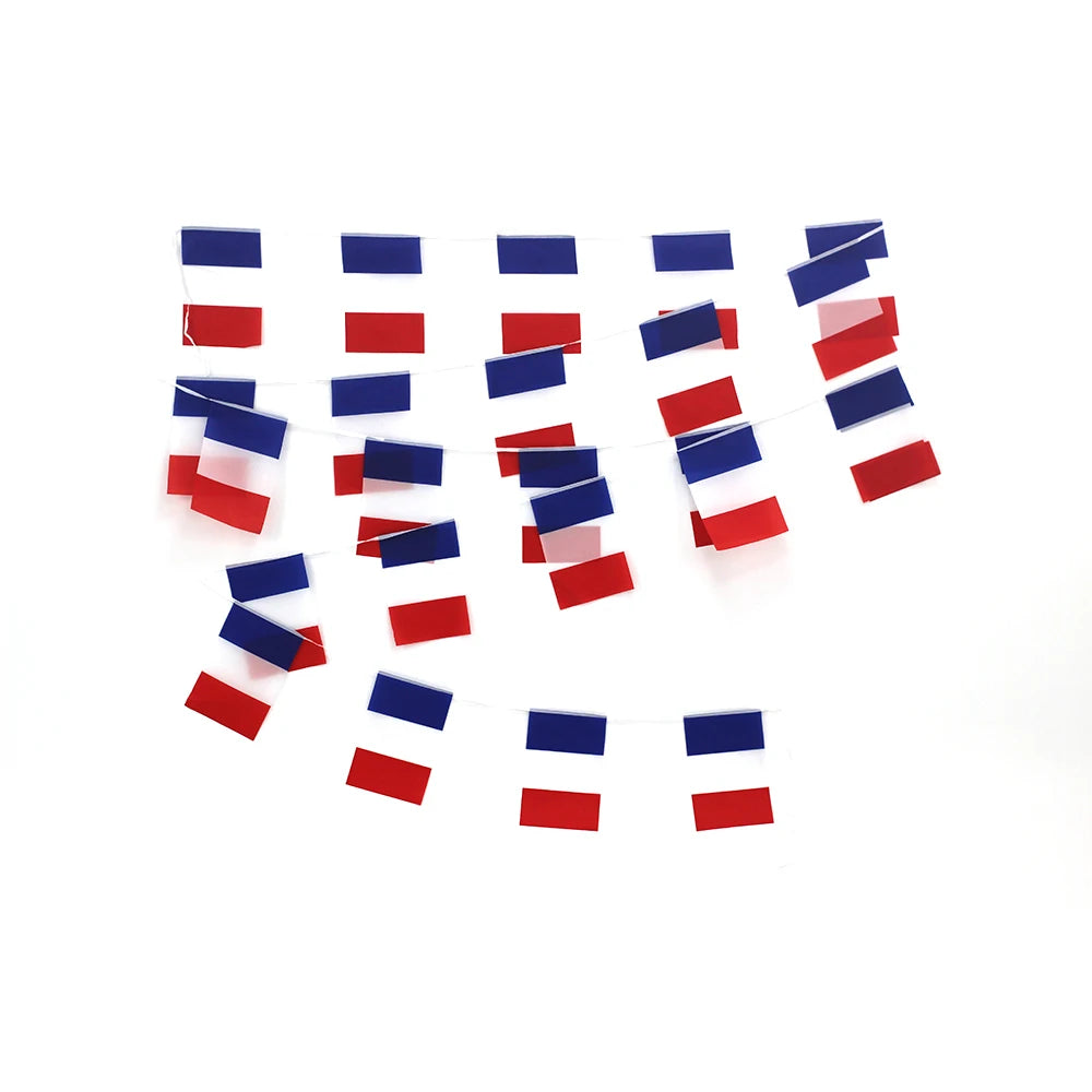 Bandeirinha Copa do Mundo Cordão de bandeira da França, 24 peças, faixa francesa externo