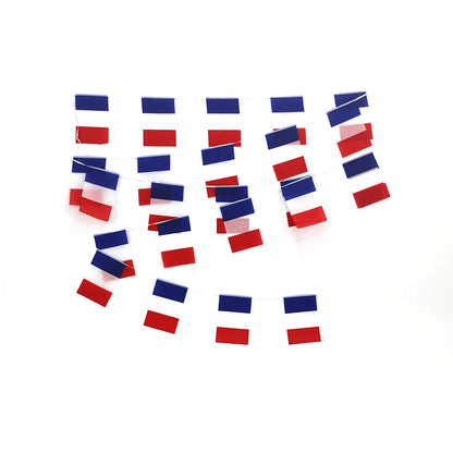 Bandeirinha Copa do Mundo Cordão de bandeira da França, 24 peças, faixa francesa externo