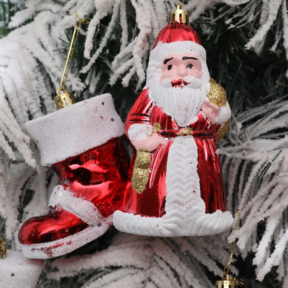 Natal 2 peças de decoração de árvore de Natal pequenas estatuetas de enfeite de Natal