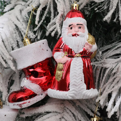 Natal 2 peças de decoração de árvore de Natal pequenas estatuetas de enfeite de Natal